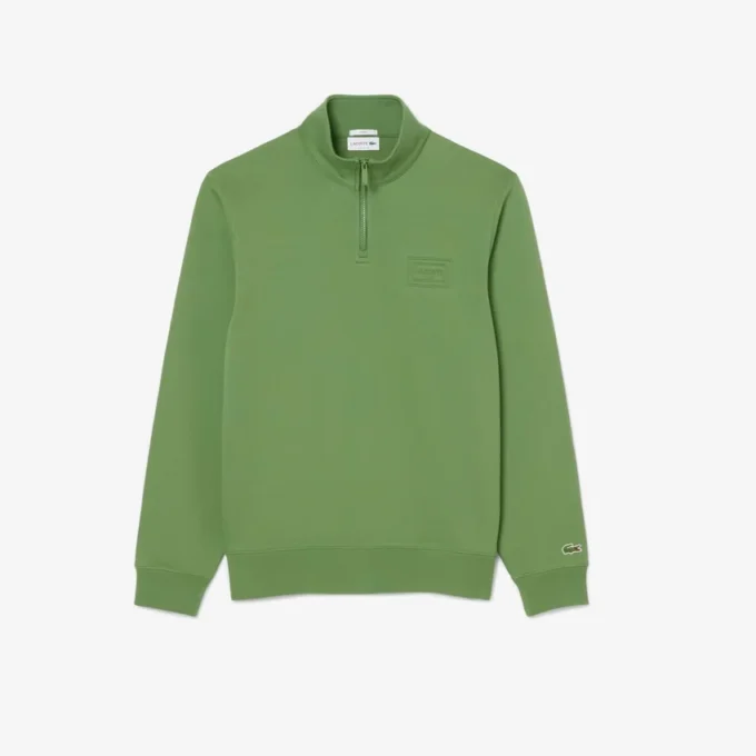 Høyhalset sweatshirt med glidelås og preget mønster