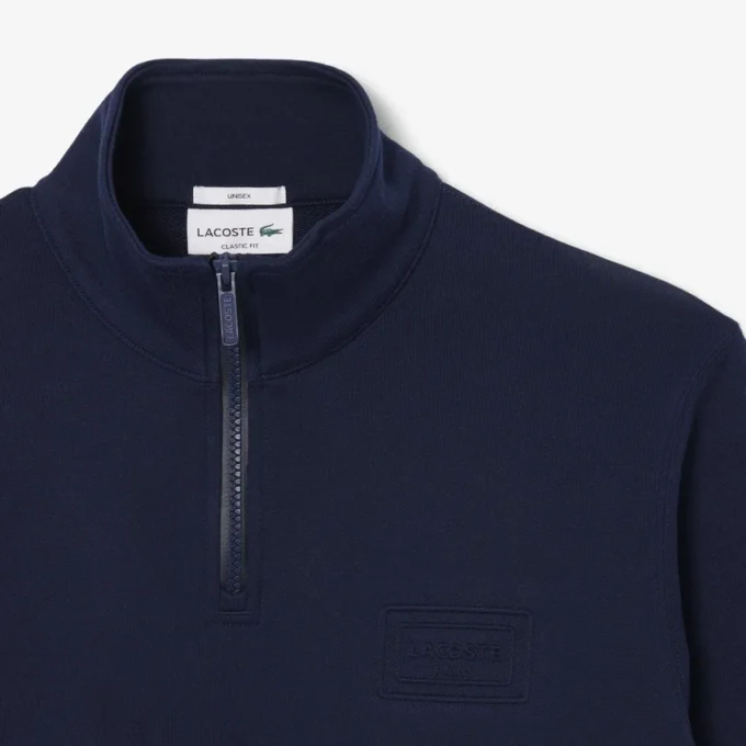 Høyhalset sweatshirt med glidelås og preget mønster