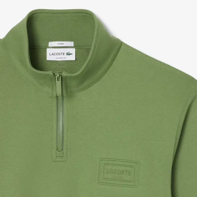 Høyhalset sweatshirt med glidelås og preget mønster