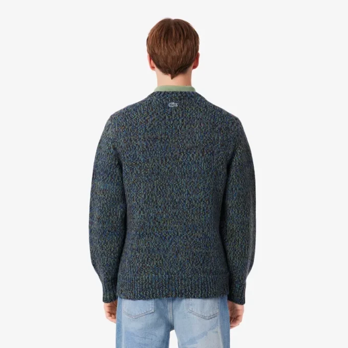 Intarsia-strikket krokodille-genser for menn