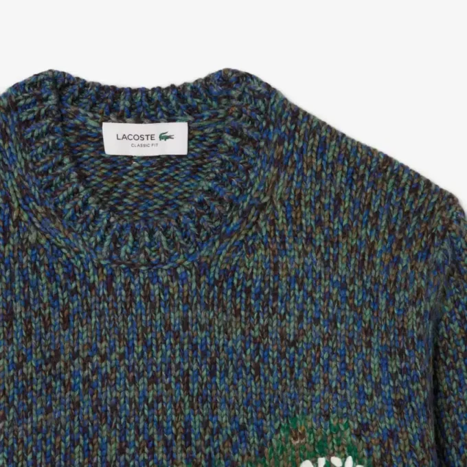 Intarsia-strikket krokodille-genser for menn
