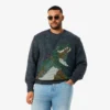 Intarsia-strikket krokodille-genser for menn