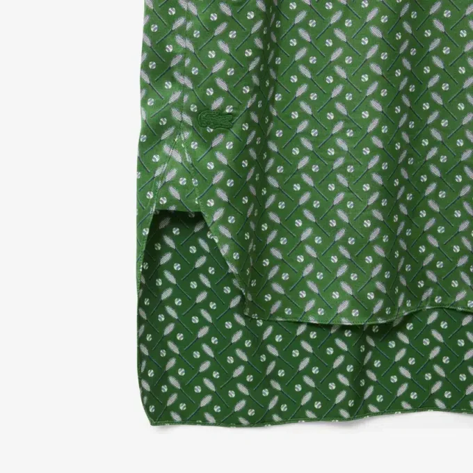 Kjole med skjerfhals og print fra catwalken
