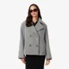 Kort oversized peacoat i ullblanding for kvinner