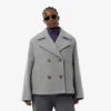 Kort oversized peacoat i ullblanding for kvinner