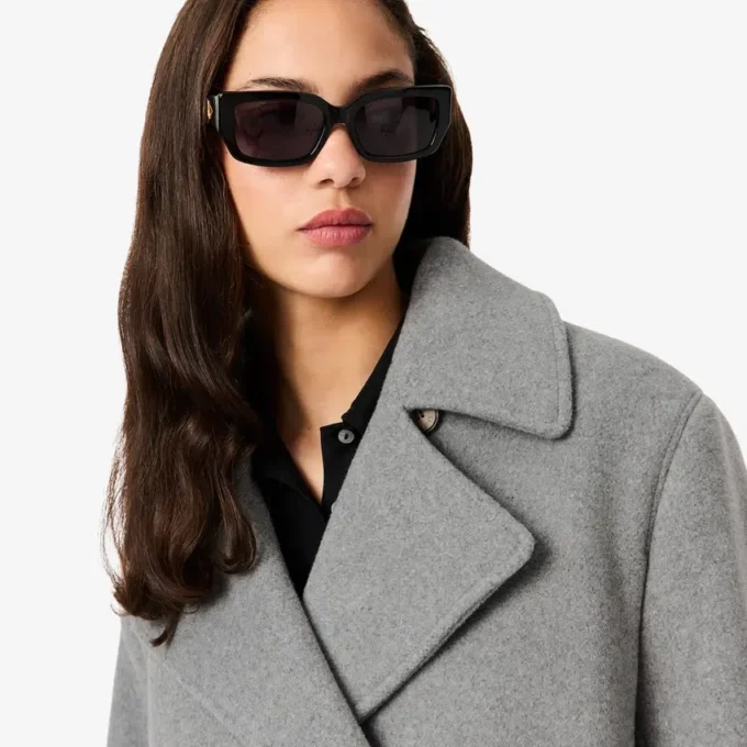 Kort oversized peacoat i ullblanding for kvinner