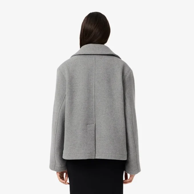 Kort oversized peacoat i ullblanding for kvinner