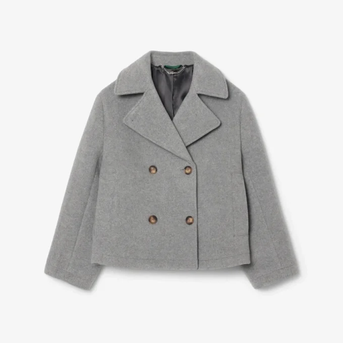 Kort oversized peacoat i ullblanding for kvinner