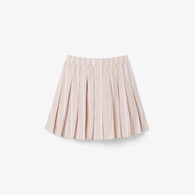 Kort plissert skjørt i poplin med striper