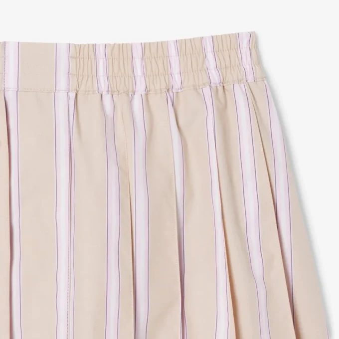 Kort plissert skjørt i poplin med striper