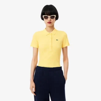 L.12.D ribbet bomullspolo i slim fit for kvinner