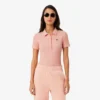 L.12.D ribbet bomullspolo i slim fit for kvinner