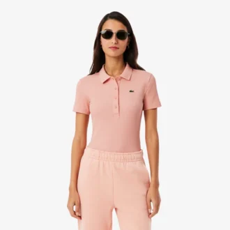 L.12.D ribbet bomullspolo i slim fit for kvinner