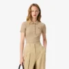 L.12.D ribbet bomullspolo i slim fit for kvinner