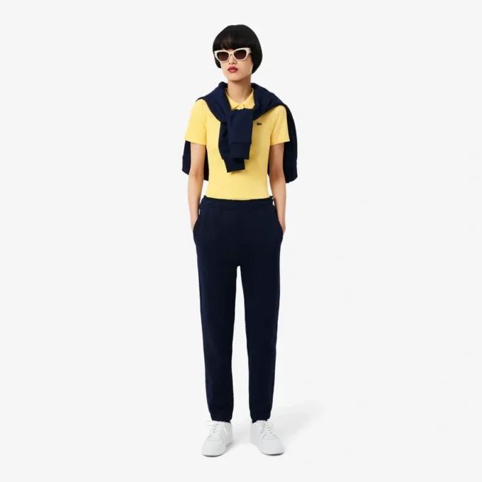 L.12.D ribbet bomullspolo i slim fit for kvinner