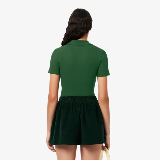 L.12.D ribbet bomullspolo i slim fit for kvinner