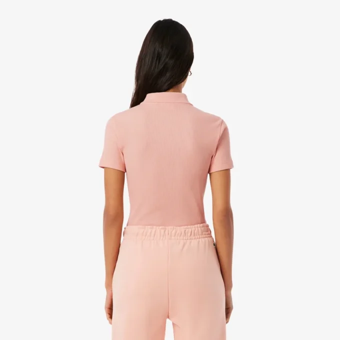 L.12.D ribbet bomullspolo i slim fit for kvinner