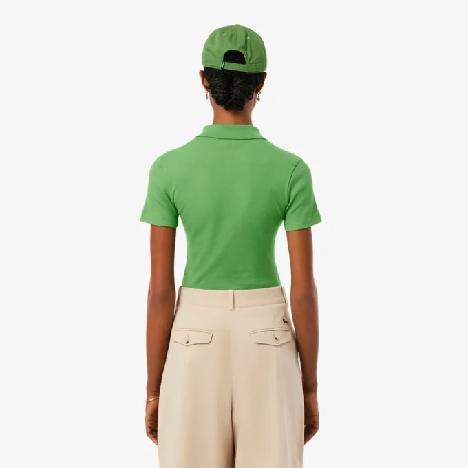 L.12.D ribbet bomullspolo i slim fit for kvinner
