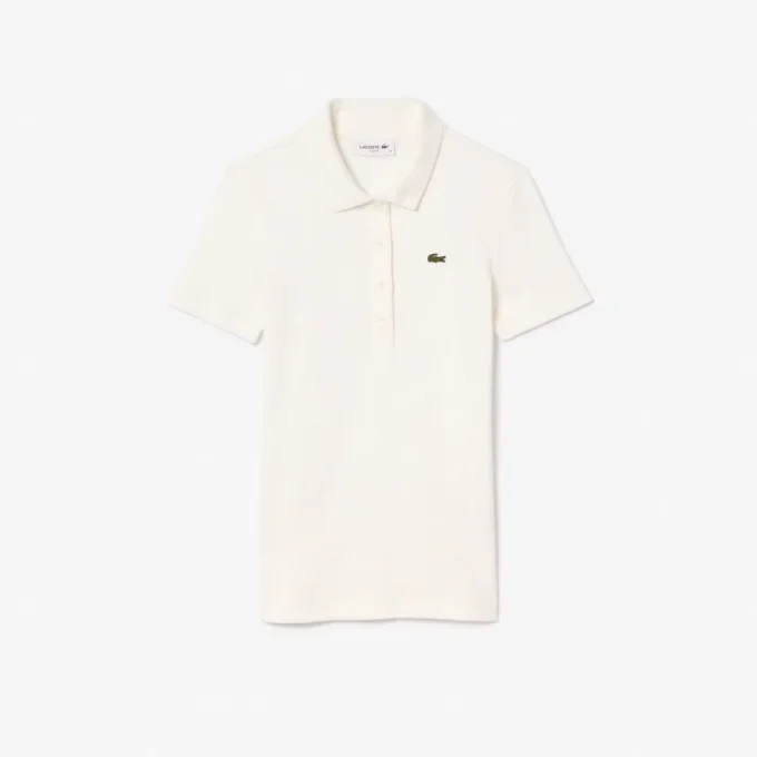 L.12.D ribbet bomullspolo i slim fit for kvinner