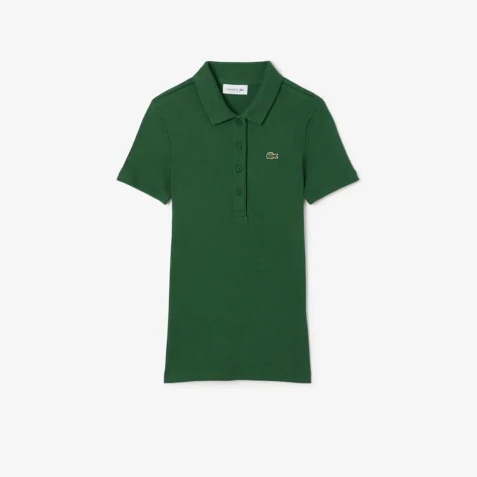 L.12.D ribbet bomullspolo i slim fit for kvinner
