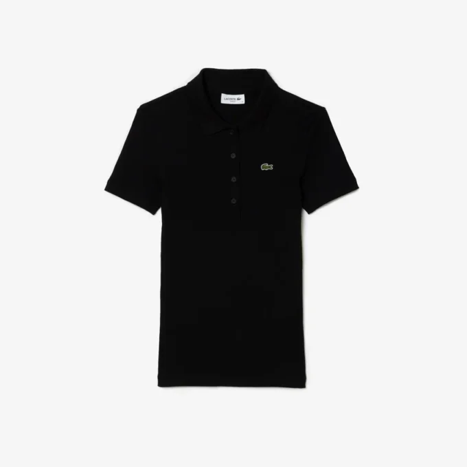 L.12.D ribbet bomullspolo i slim fit for kvinner