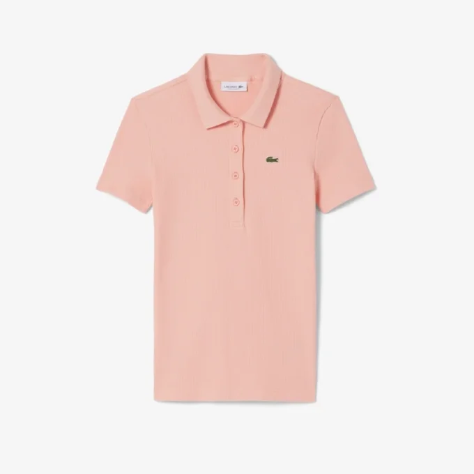 L.12.D ribbet bomullspolo i slim fit for kvinner
