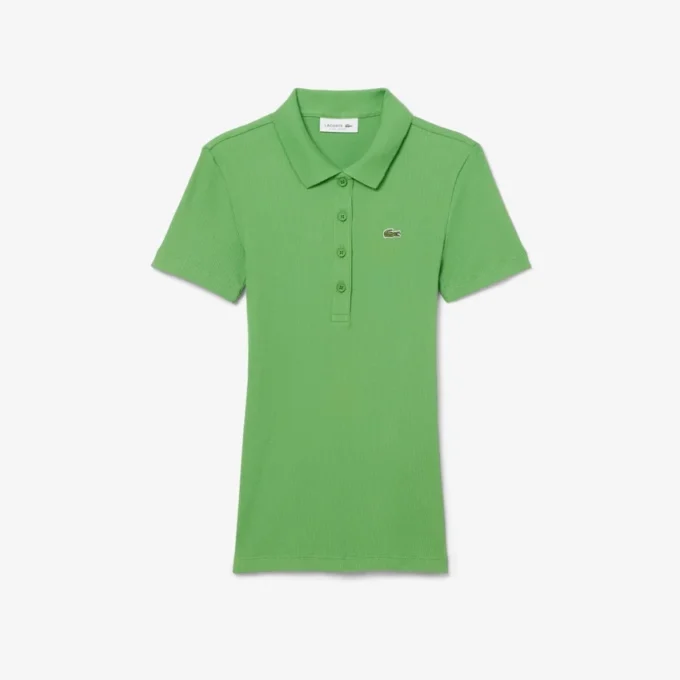 L.12.D ribbet bomullspolo i slim fit for kvinner