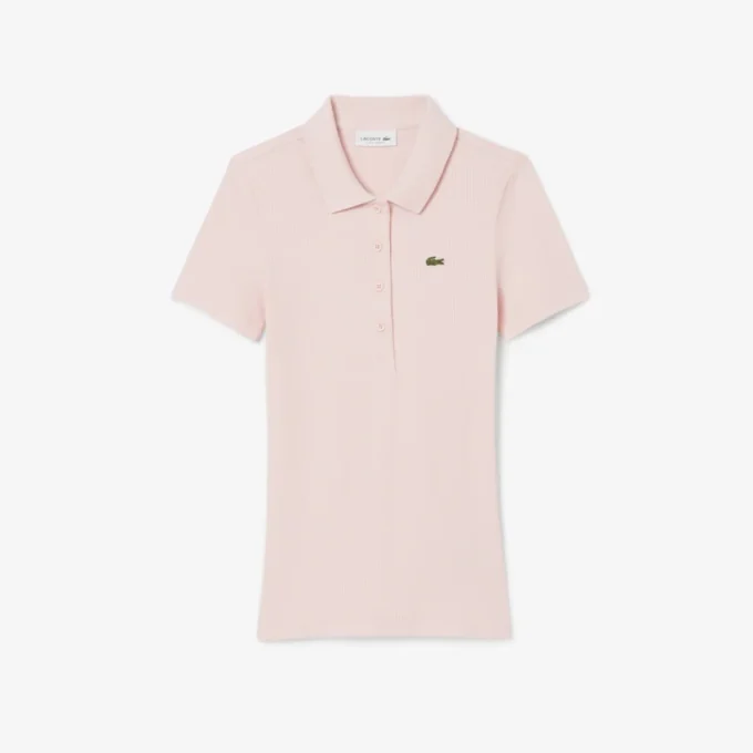 L.12.D ribbet bomullspolo i slim fit for kvinner
