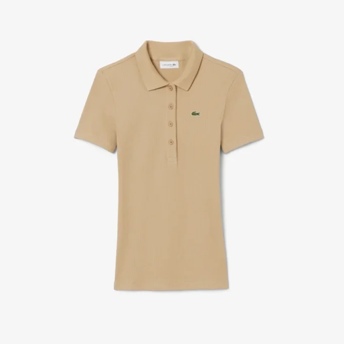 L.12.D ribbet bomullspolo i slim fit for kvinner