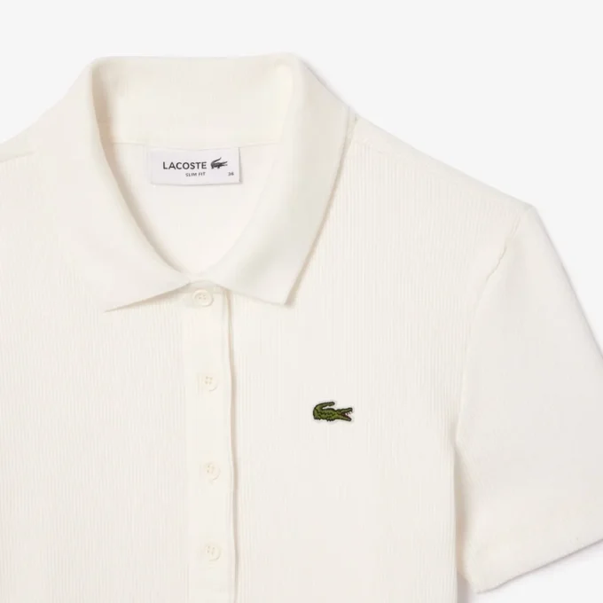 L.12.D ribbet bomullspolo i slim fit for kvinner