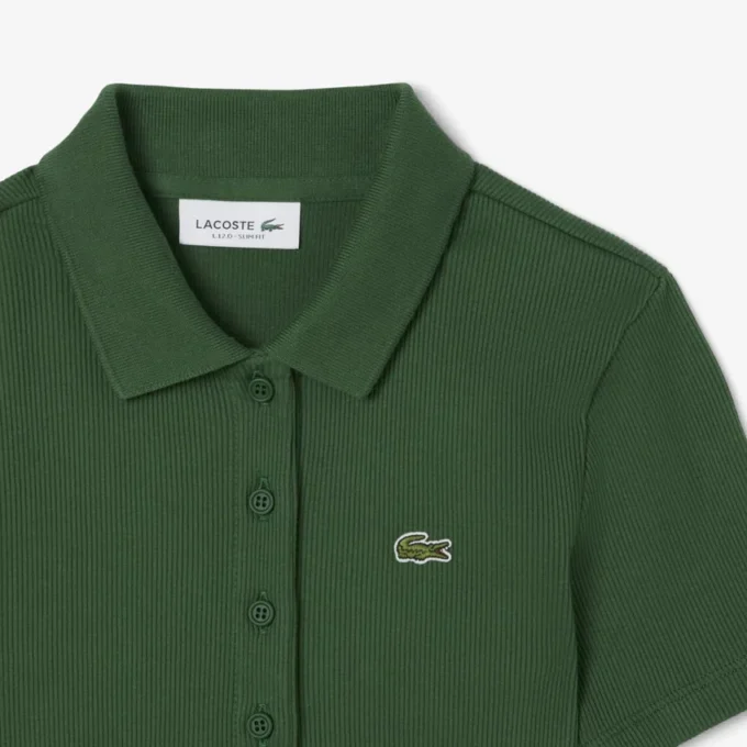 L.12.D ribbet bomullspolo i slim fit for kvinner