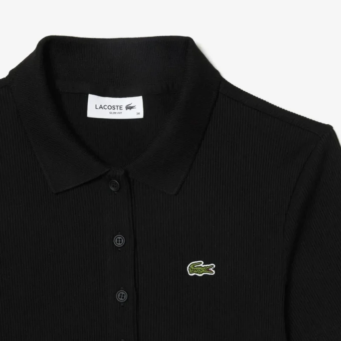 L.12.D ribbet bomullspolo i slim fit for kvinner