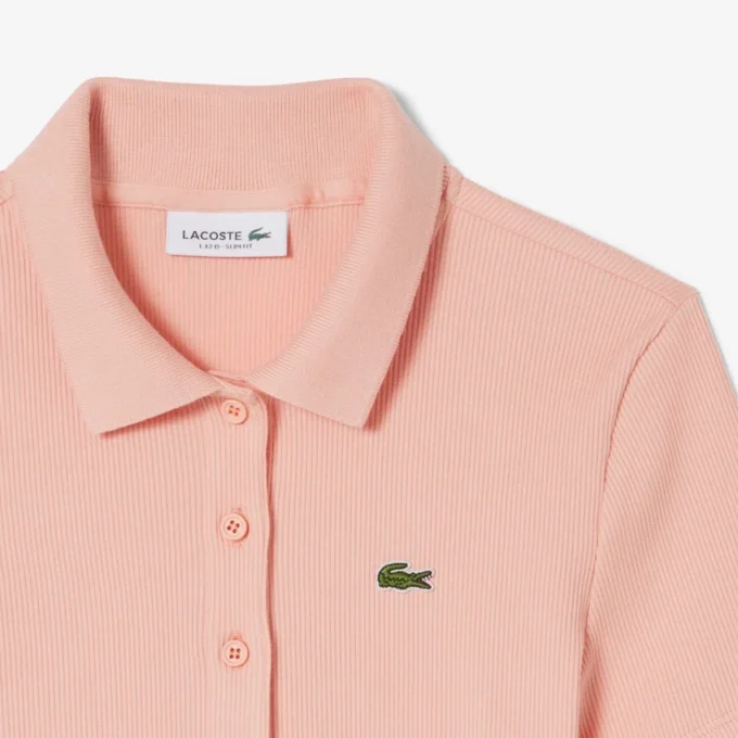 L.12.D ribbet bomullspolo i slim fit for kvinner