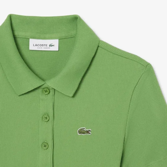 L.12.D ribbet bomullspolo i slim fit for kvinner