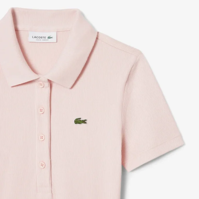 L.12.D ribbet bomullspolo i slim fit for kvinner