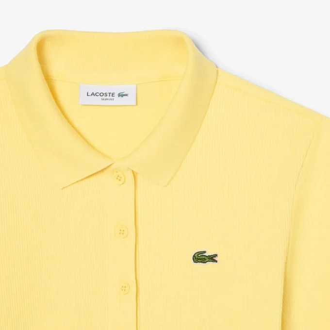 L.12.D ribbet bomullspolo i slim fit for kvinner