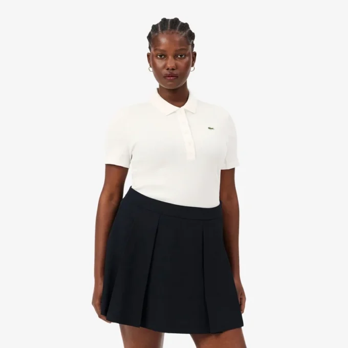 L.12.D ribbet bomullspolo i slim fit for kvinner