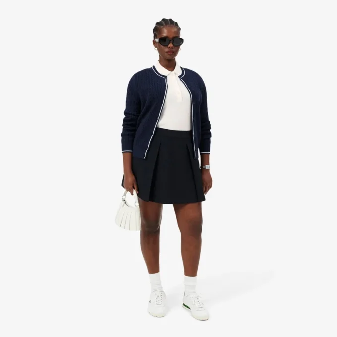 L.12.D ribbet bomullspolo i slim fit for kvinner
