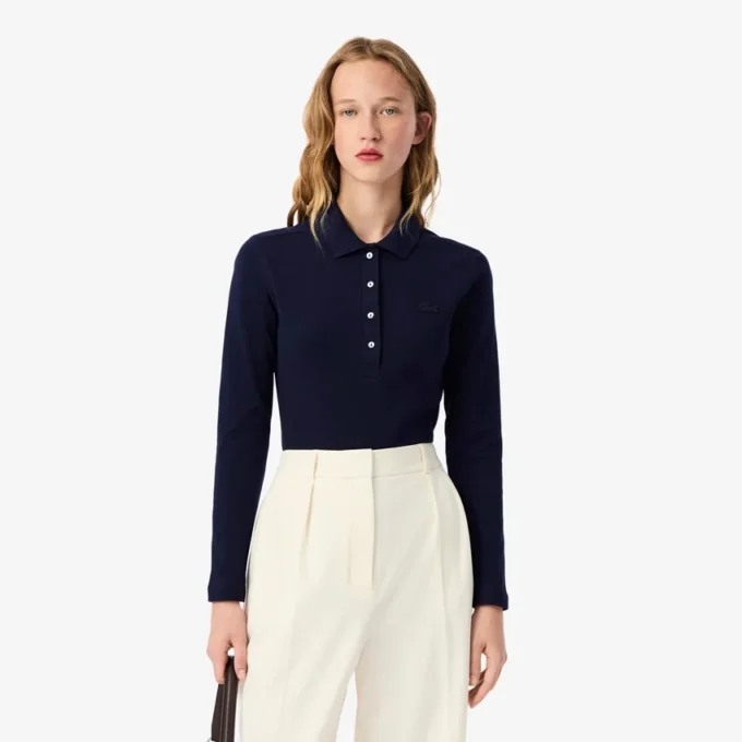 L.12.D stretch-minipiqua-polo i slim fit for kvinner