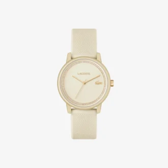 Lacoste.12.12 Go 3-visers champagnefarget silikonklokke