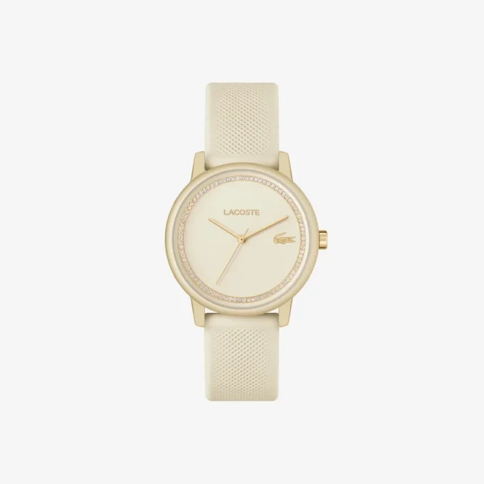 Lacoste.12.12 Go 3-visers champagnefarget silikonklokke