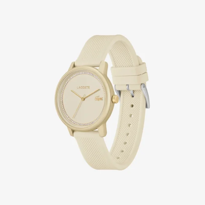 Lacoste.12.12 Go 3-visers champagnefarget silikonklokke