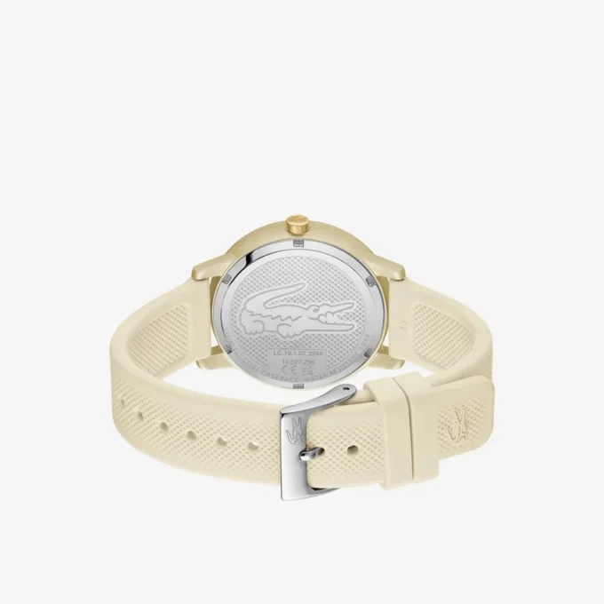 Lacoste.12.12 Go 3-visers champagnefarget silikonklokke