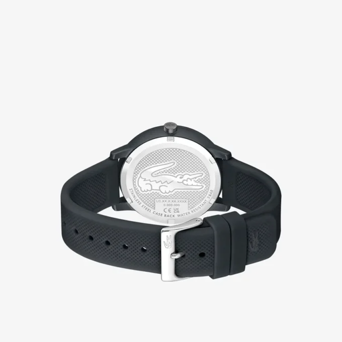 Lacoste.12.12 Move 3-hånds klokke, svart silikon