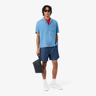 Lacoste Club clutch i kornet skinn