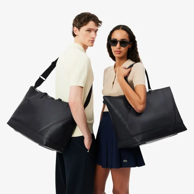 Lacoste Club helgveske i kornet skinn