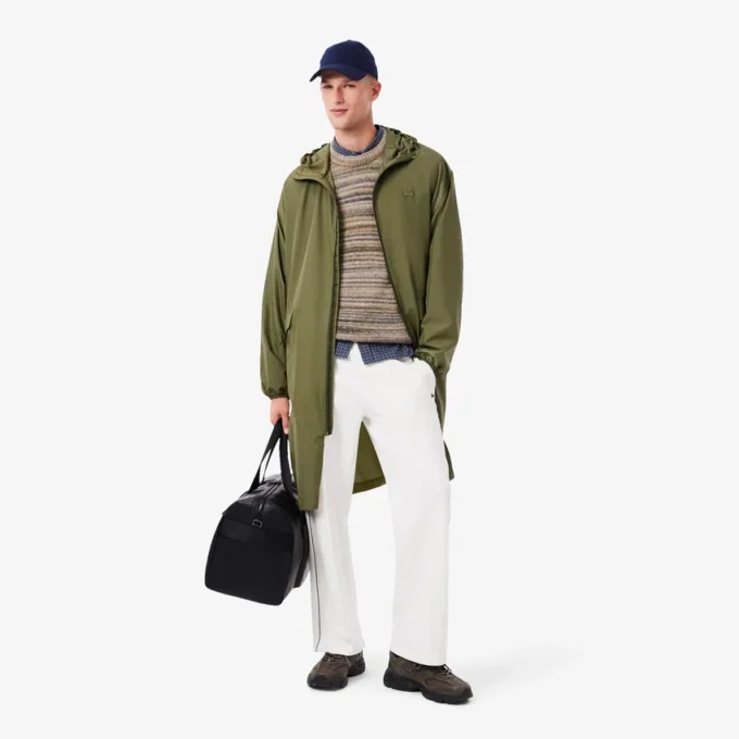 Lang, vannavvisende parkas for menn