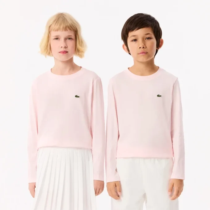 Langermet bomulls-T-skjorte for barn