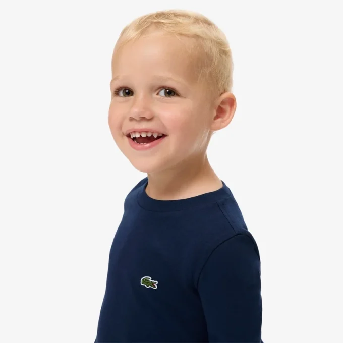 Langermet bomulls-T-skjorte for barn