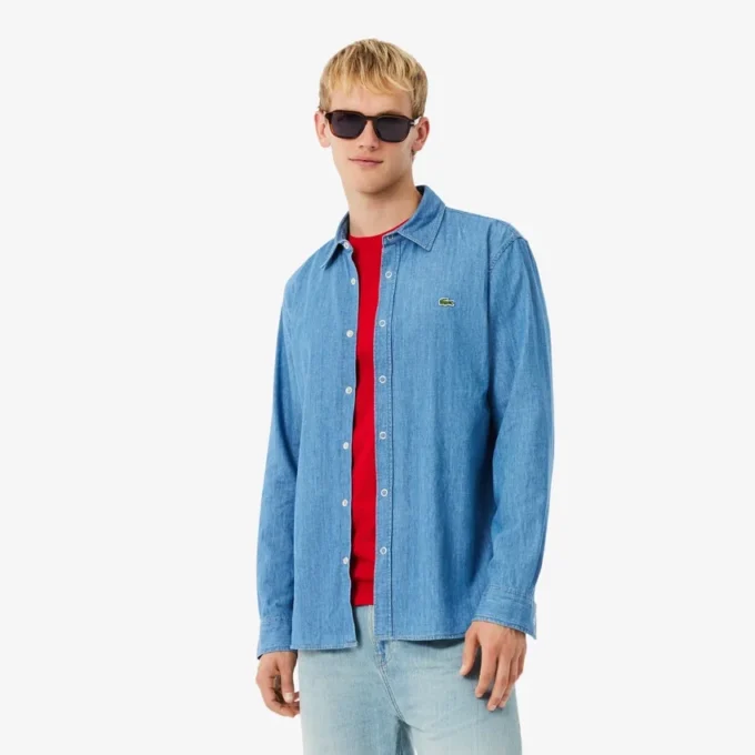 Lett denimskjorte for menn med normal passform